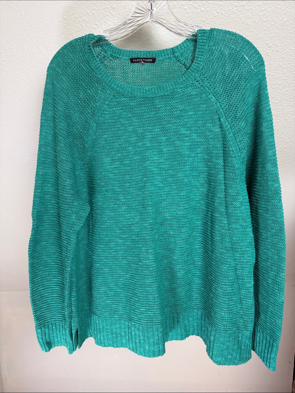 EILEEN FISHER Linen Blend PullOver Sweater Green